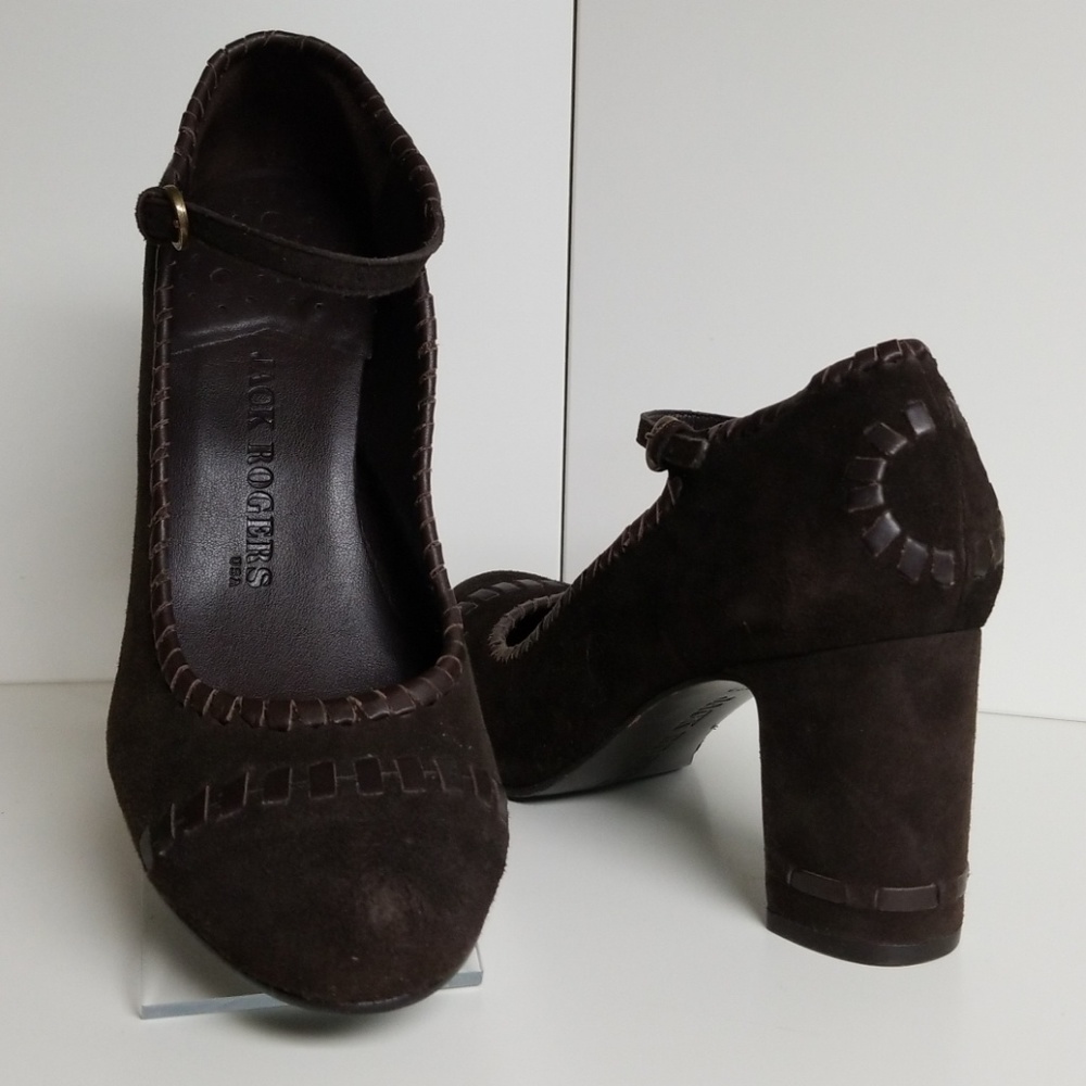 JACK ROGERS Brown Suede Navajo Heel 8.5M NWOB